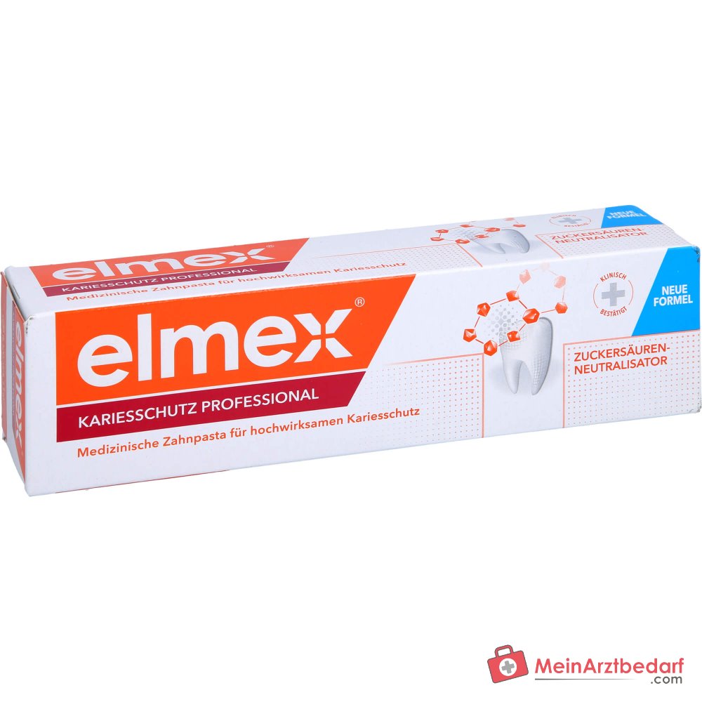 elmex Kariesschutz Professional Zahnpasta mit Zuckersäuren-Neutralisator / Fluorid / Kalzium, 75 ml.