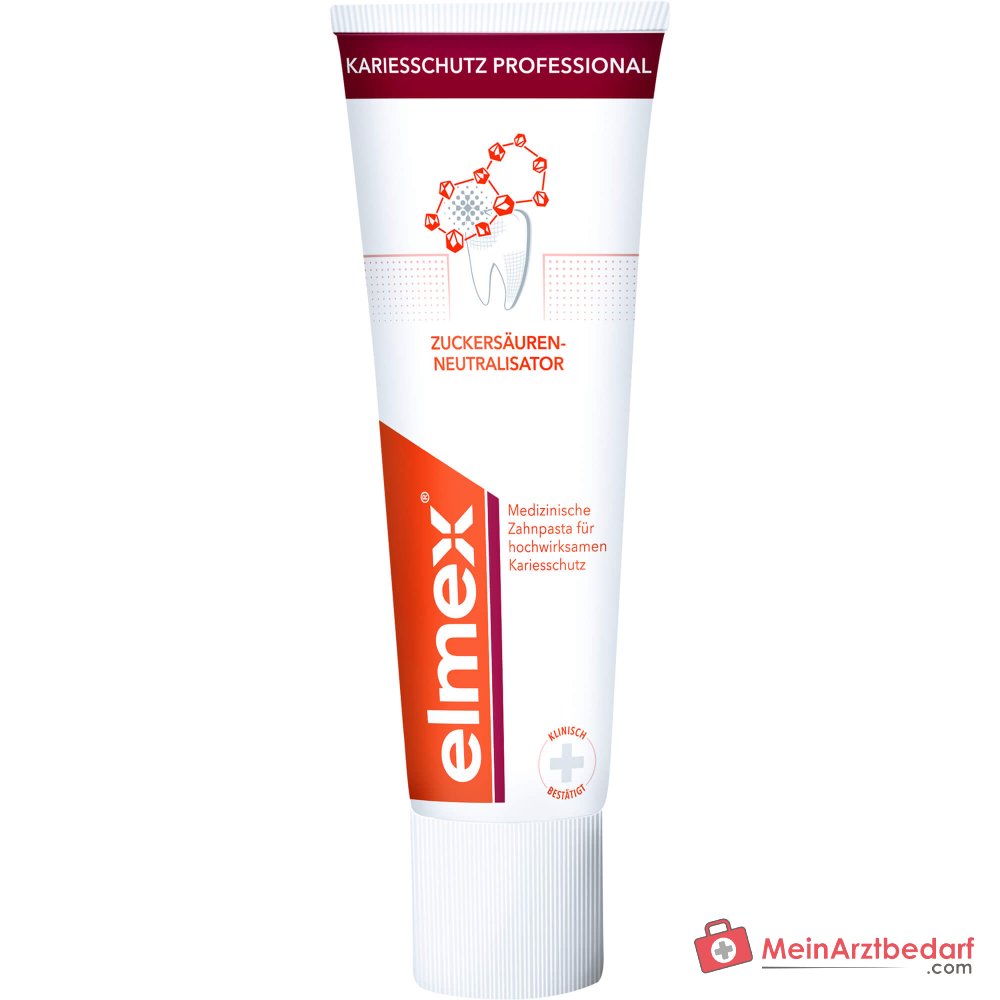 elmex Kariesschutz Professional Zahnpasta mit Zuckersäuren-Neutralisator / Fluorid / Kalzium, 75 ml.