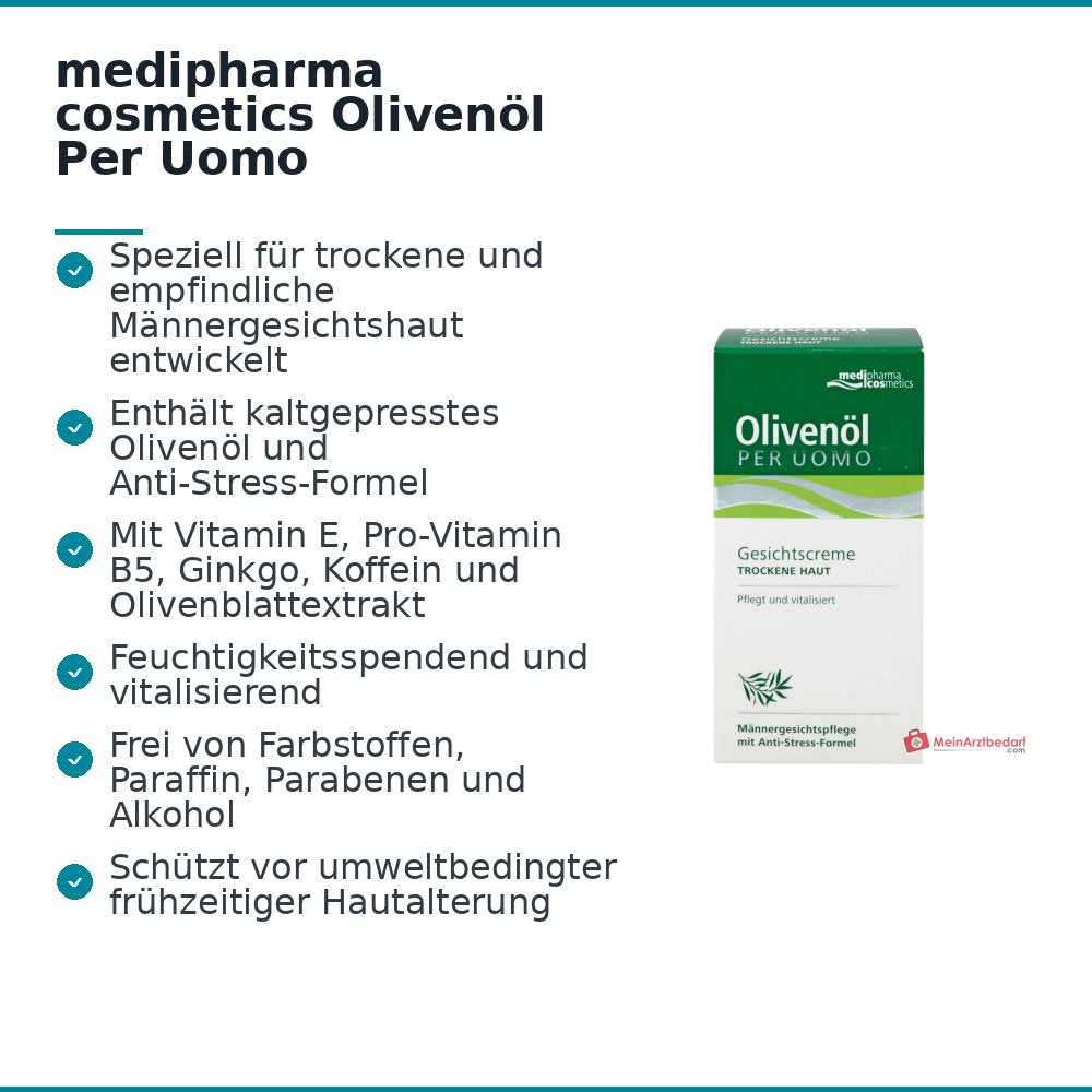 medipharma cosmetics Crème pour le visage Olivenöl Per Uomo, 50 ml