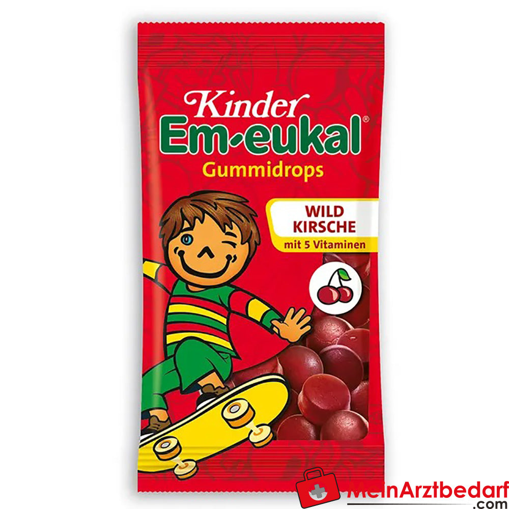 Kinder Em-eukal® Gummidrops Wildkirsche zuckerhaltig, 75g.