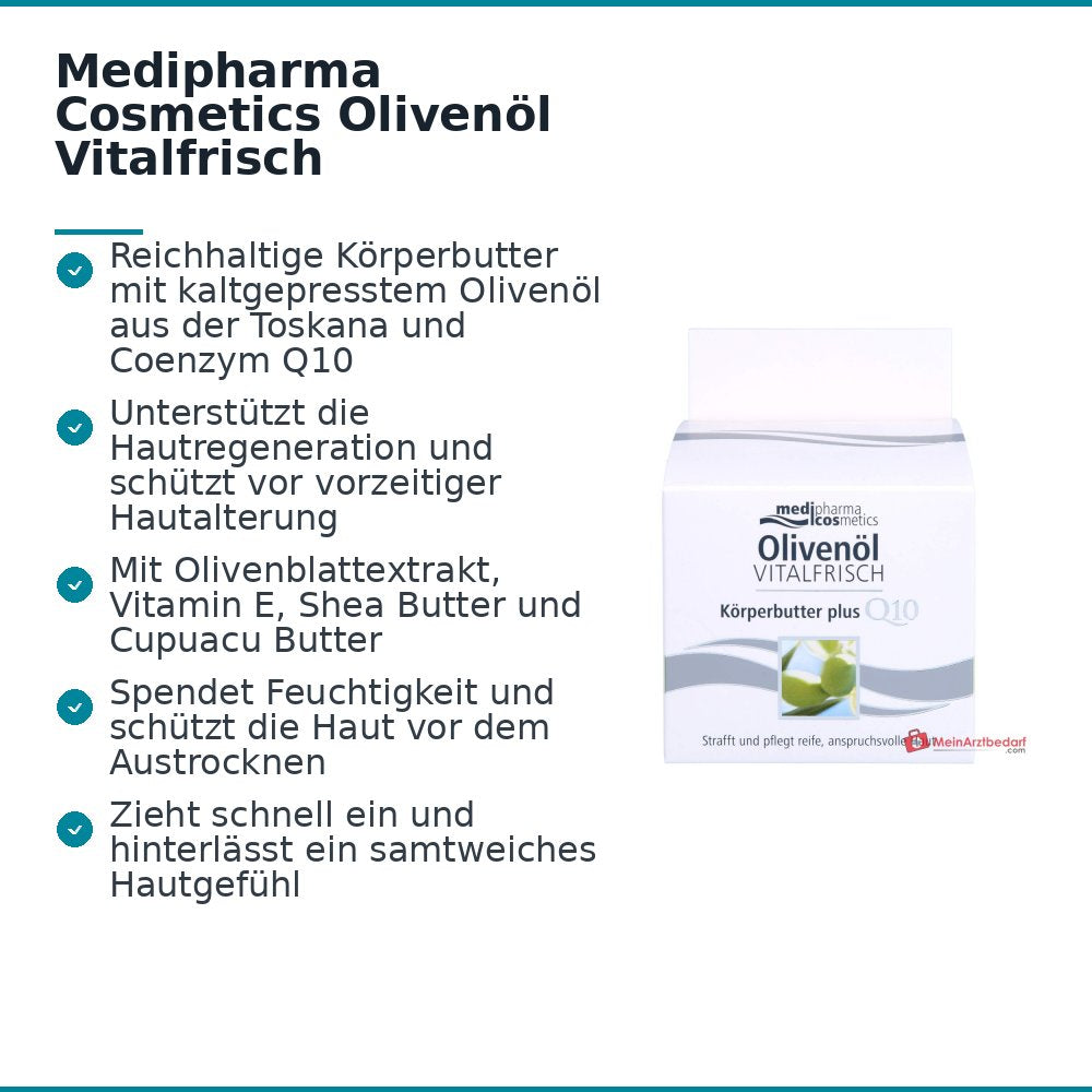 Medipharma Cosmetics Olivenöl Vitalfrisch Körperbutter plus Q10, 200 ml