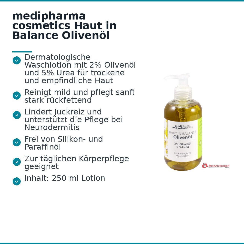 medipharma cosmetics Haut in Balance Olivenöl Dermatologische Waschlotion, 250 ml