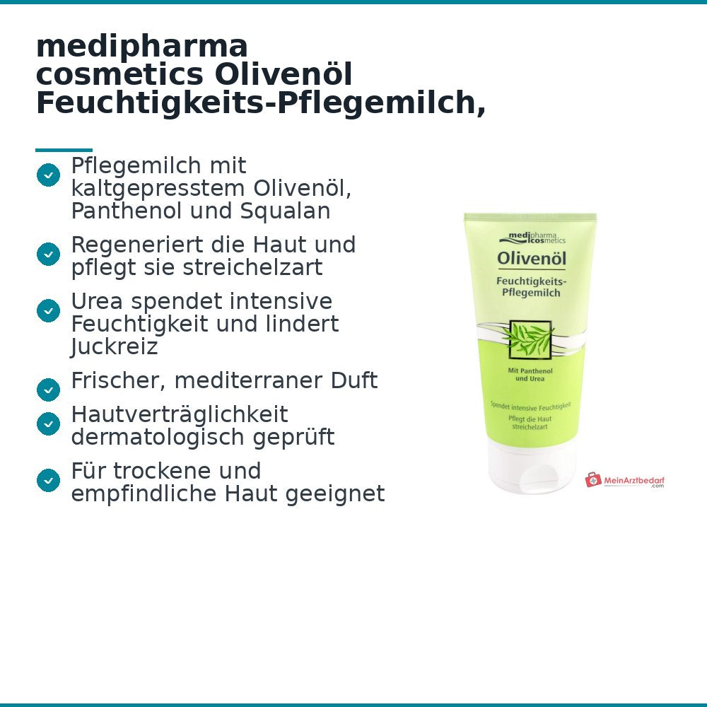 medipharma cosmetics Leche hidratante de cuidado de aceite de oliva, 200 ml