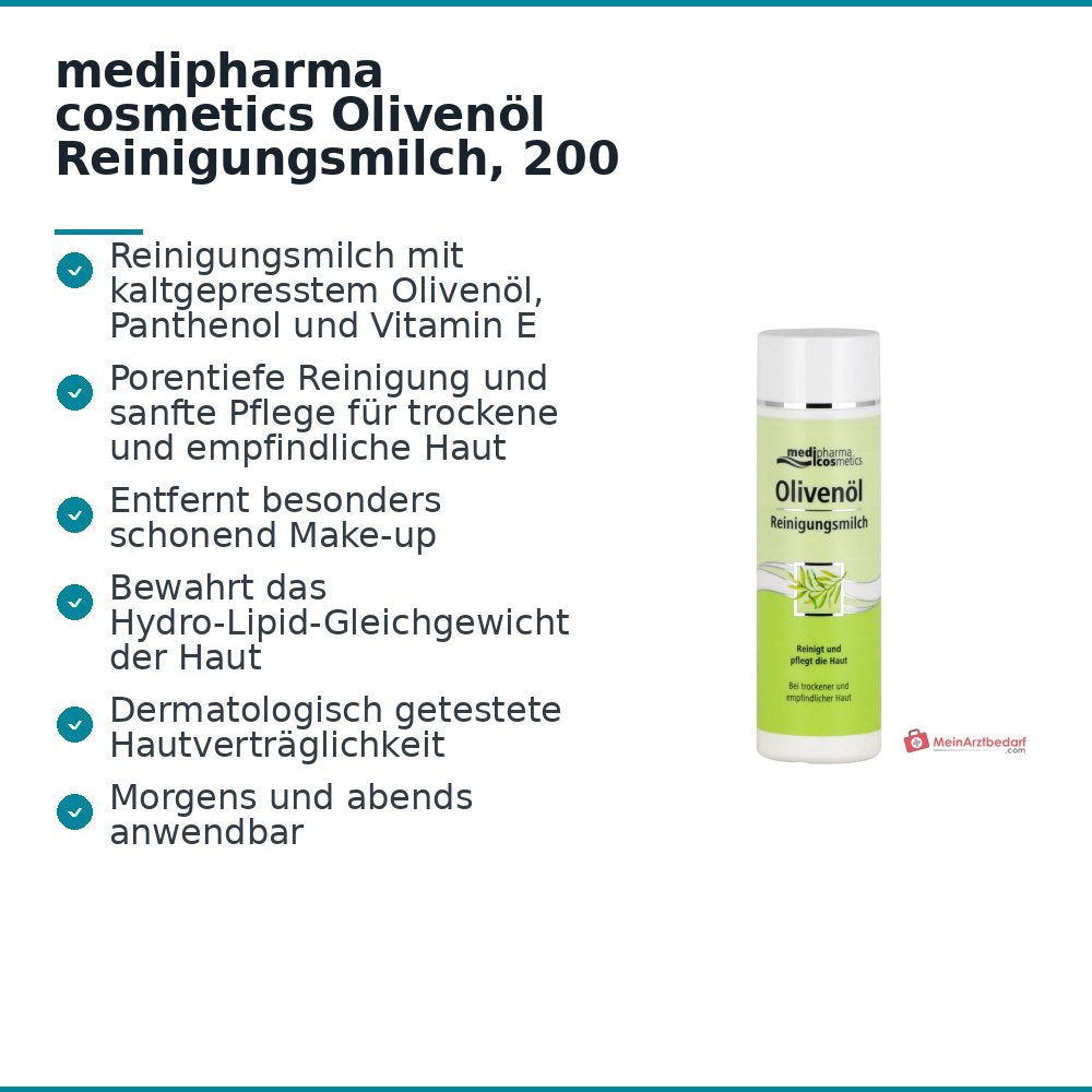 medipharma cosmetics Lait nettoyant à l'huile d'olive, 200 ml