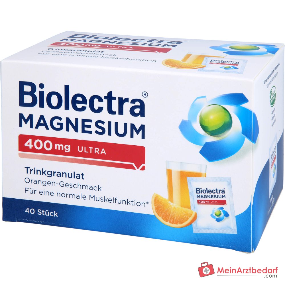 Biolectra Magnesium 400 mg ultra Trinkgranulat Orange, 40 Beutel.
