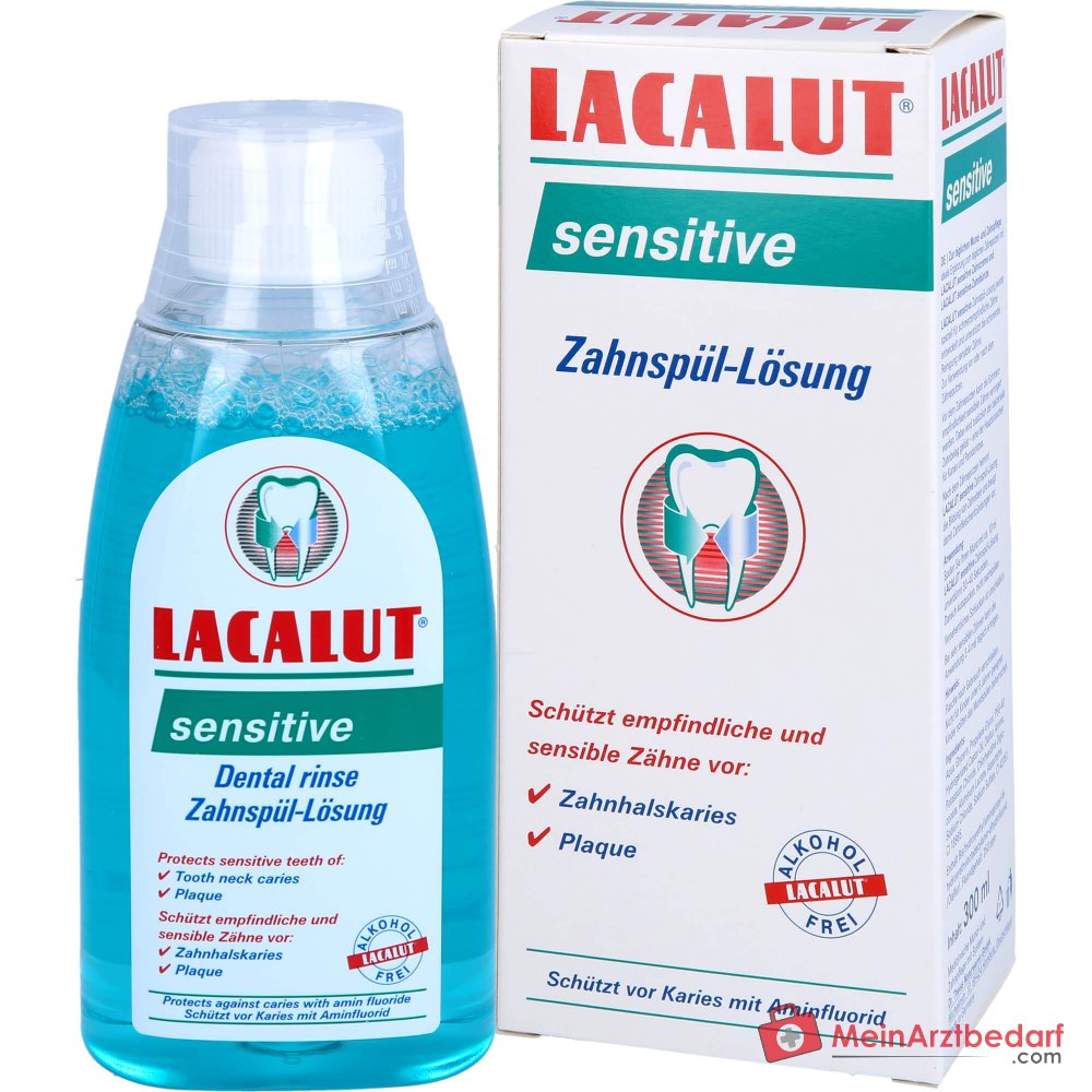 Lacalut sensitive Aminfluorid / Kaliumchlorid / Chlorhexidin Zahnspül-Lösung, 300 ml.