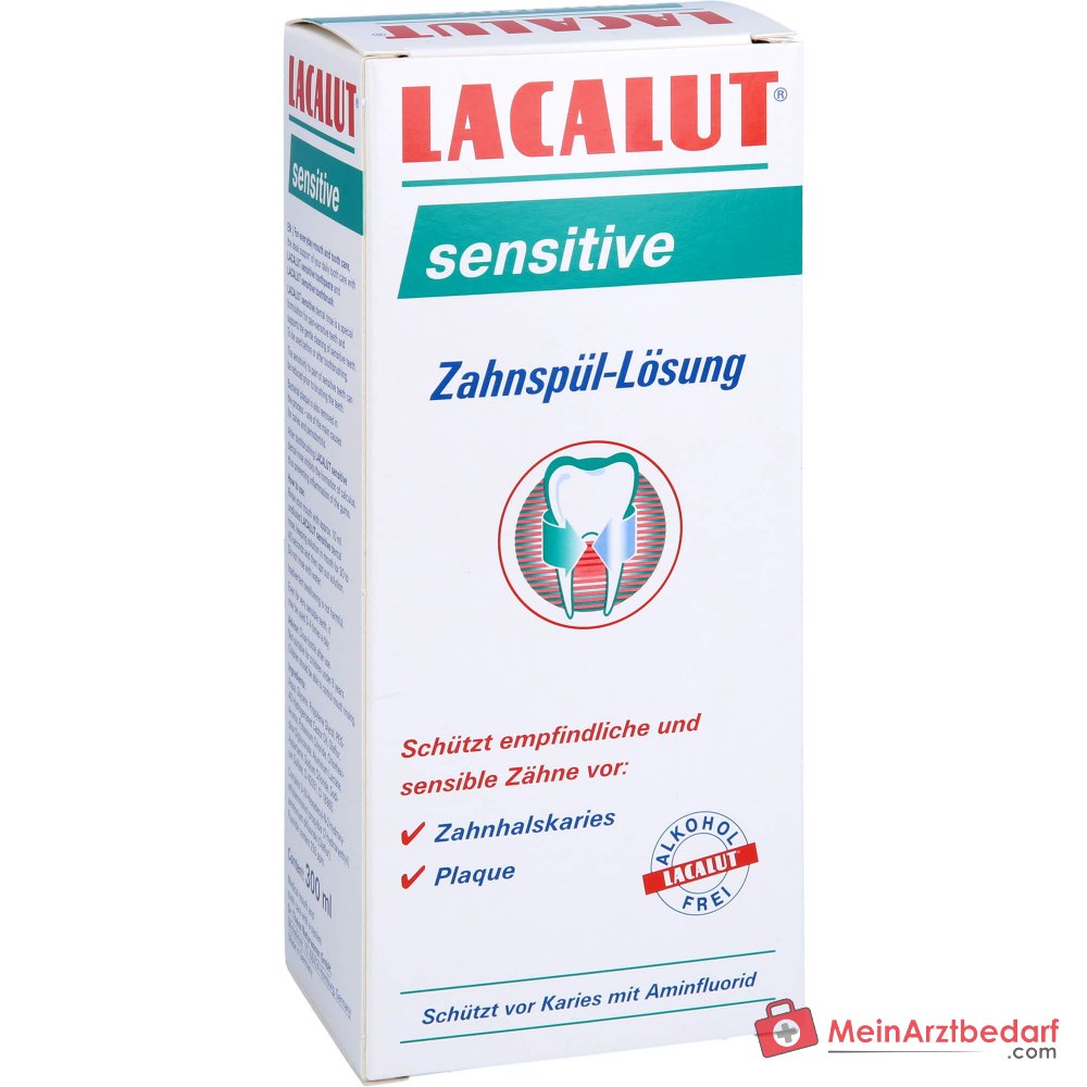 Lacalut sensitive Aminfluorid / Kaliumchlorid / Chlorhexidin Zahnspül-Lösung, 300 ml.