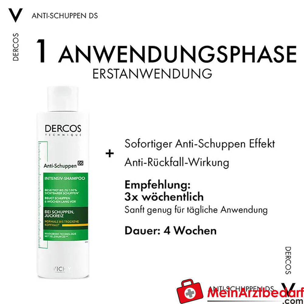 Vichy Dercos Anti-Schuppen Shampoo für normale bis trockene Kopfhaut, 200ml.