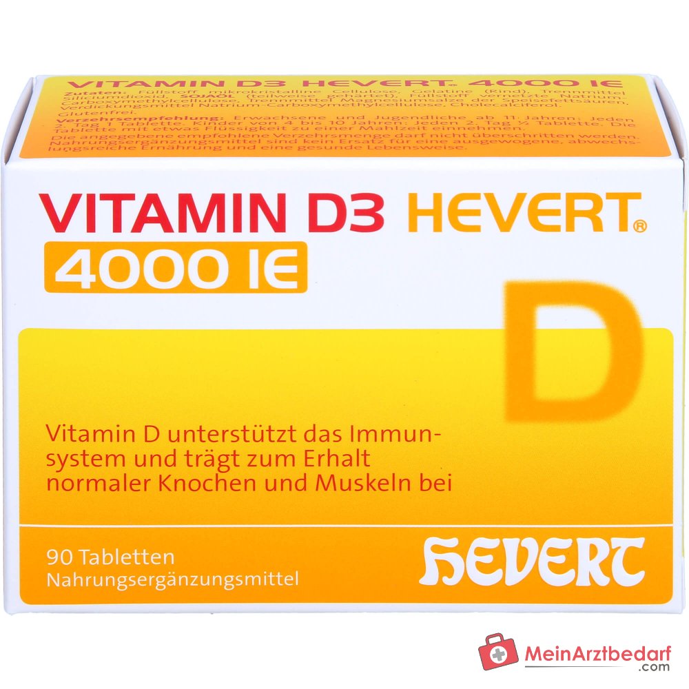 Hevert Vitamin D3 Cholecalciferol Tabletten 4000 IE, 90 St.