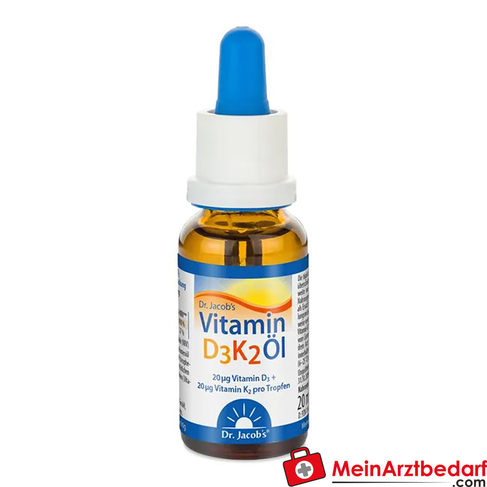 Dr. Jacob's Vitamin D3K2 Öl 800 IE/20 mcg|D3+K2 640 Tropfen vegetarisch, 20ml.