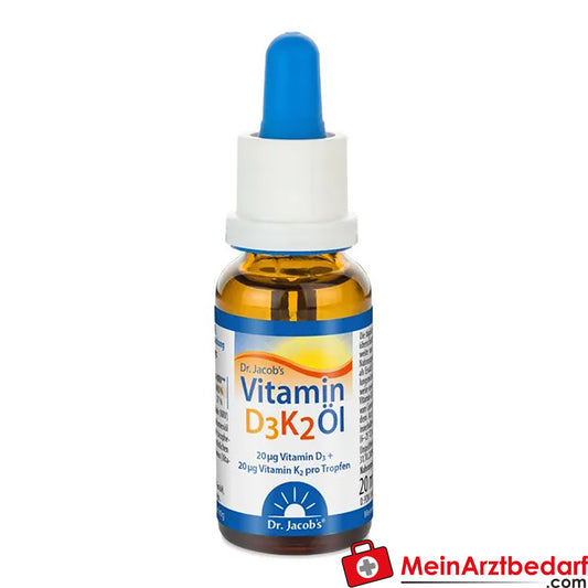 Dr. Jacob's Vitamin D3K2 Öl 800 IE/20 mcg|D3+K2 640 Tropfen vegetarisch, 20ml.