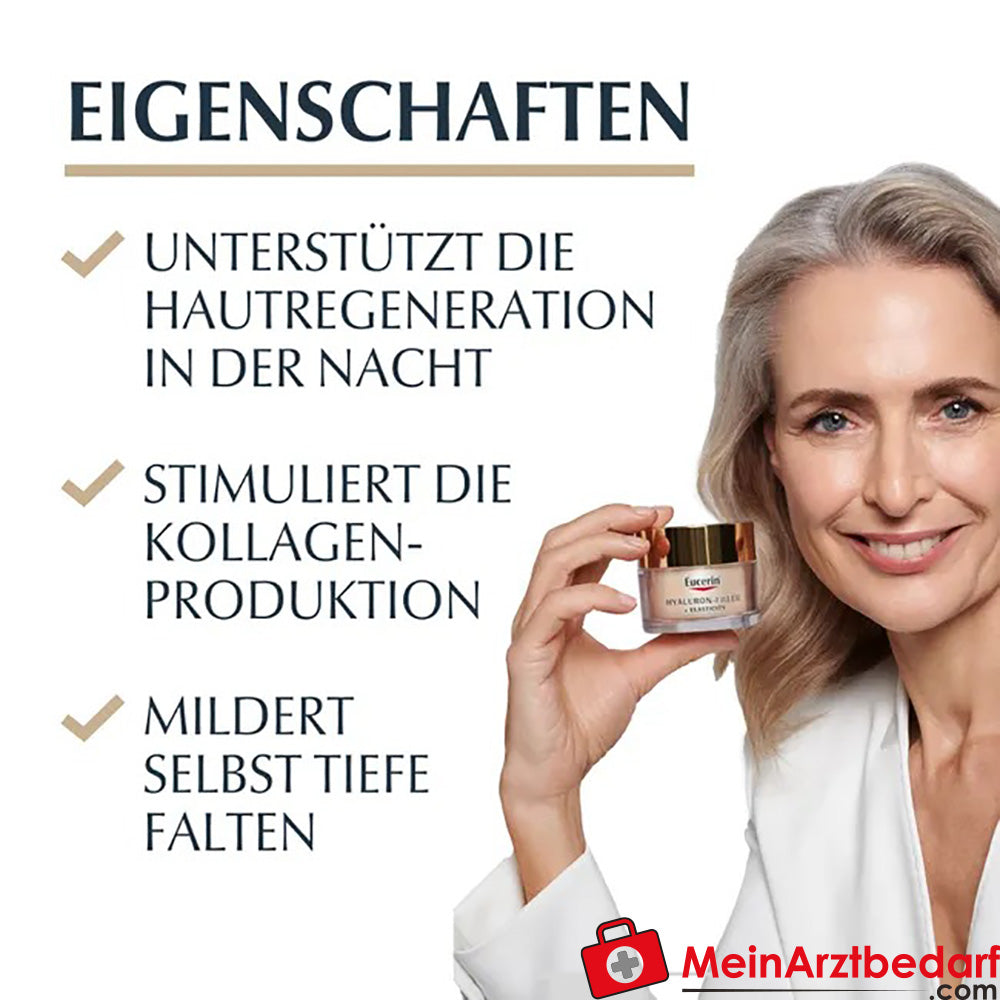 Eucerin® HYALURON-FILLER + ELASTICITY Nachtpflege|Antifaltencreme gegen Altersflecken, 50ml.