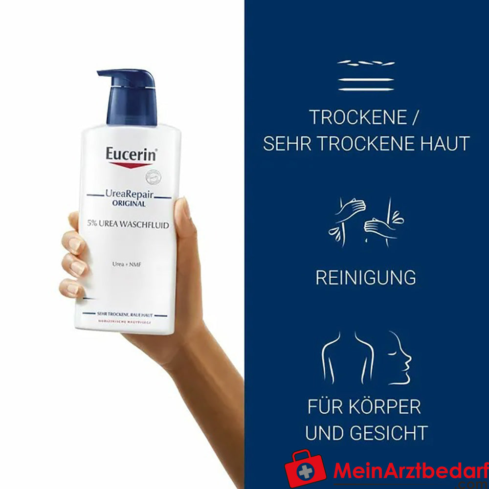 Eucerin® UreaRepair ORIGINAL Waschfluid 5% - für trockene bis extrem trockene Haut, 400ml.