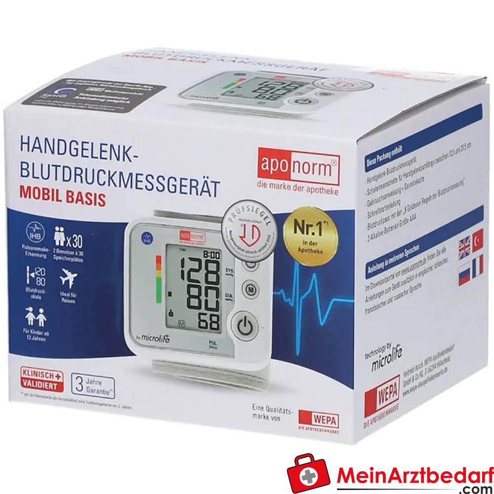 aponorm® Mobil Basis Handgelenk-Blutdruckmessgerät, 1 St..