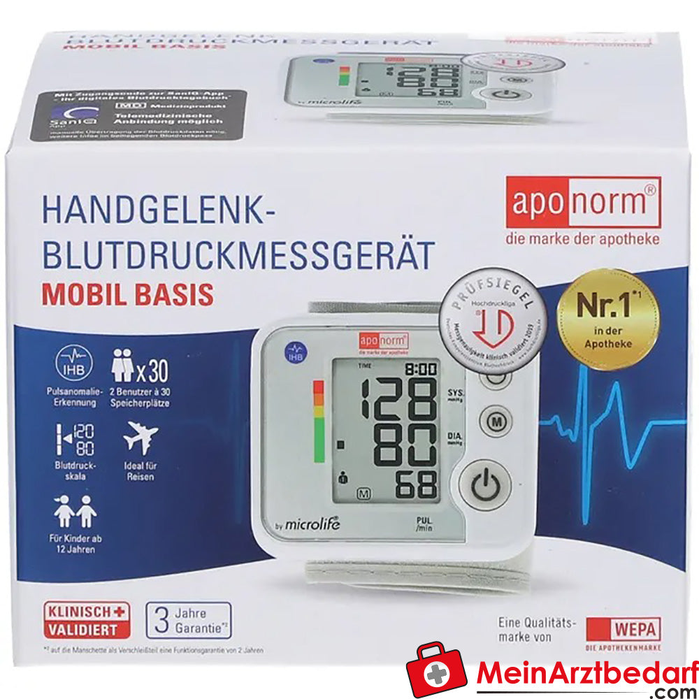 aponorm® Mobil Basis Handgelenk-Blutdruckmessgerät, 1 St..