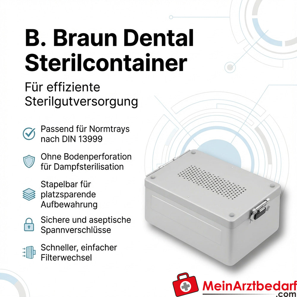 B. Braun Dental Sterilcontainer DIN 13999 312 x 190 x 130 mm ohne Bodenperforation, stapelbar