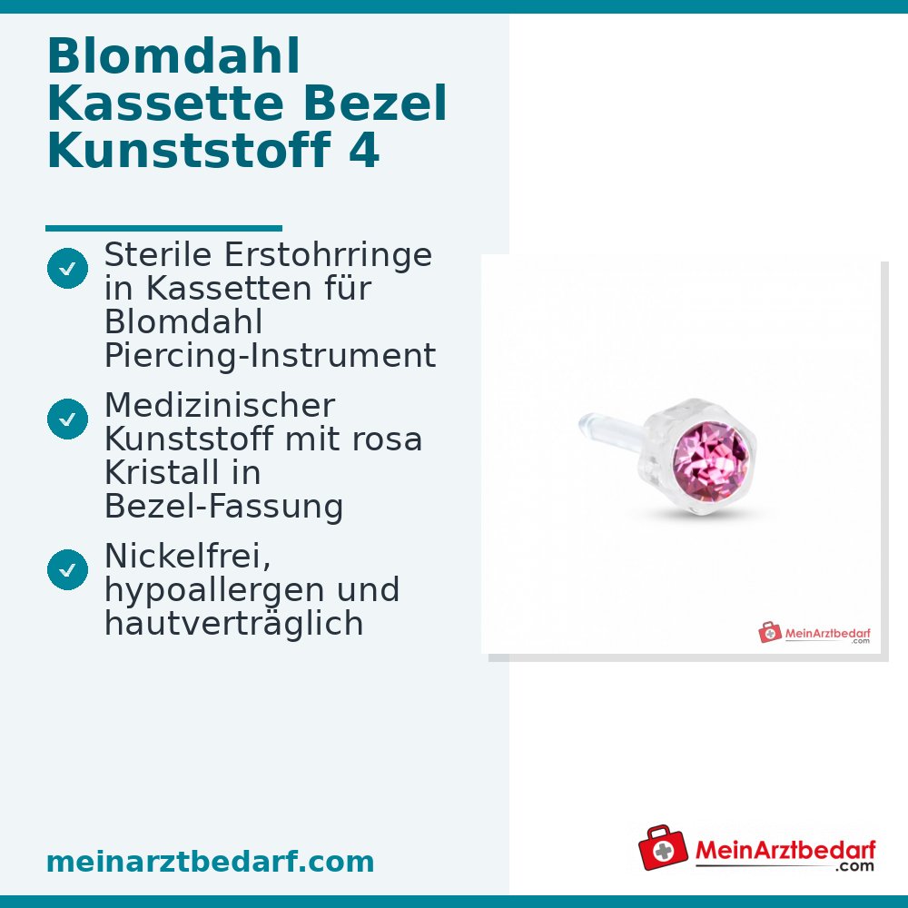 Blomdahl Erstohrstecker Bezel Kunststoff rosa, 4 mm, 10 Stk..