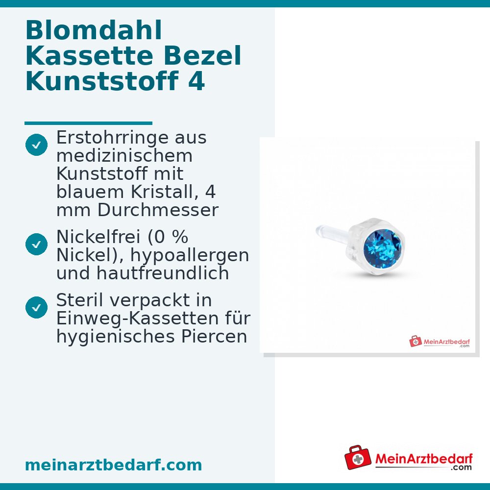 Blomdahl Erstohrstecker Bezel Kunststoff blau, 4 mm, 10 Stk..