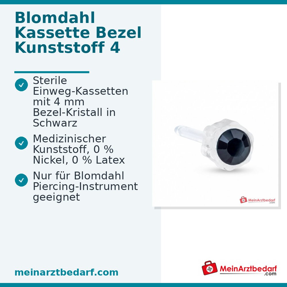 Blomdahl Erstohrstecker Bezel Kunststoff schwarz, 4 mm, 10 Stk..