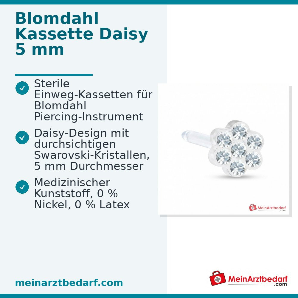 Blomdahl Erstohrstecker Daisy Kunststoff durchsichtig, 5 mm, 10 Stk..