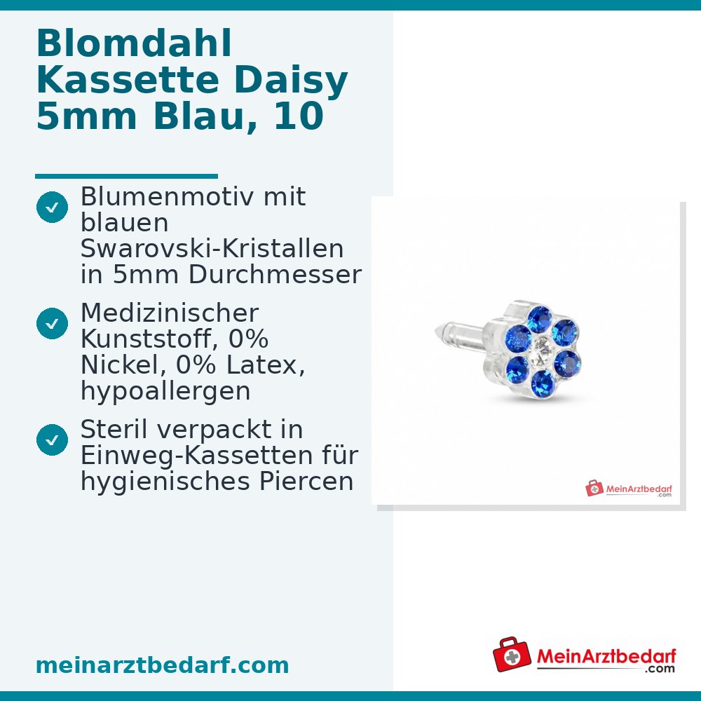 Blomdahl Erstohrstecker Daisy Kunststoff blau, 5 mm, 10 Stk..