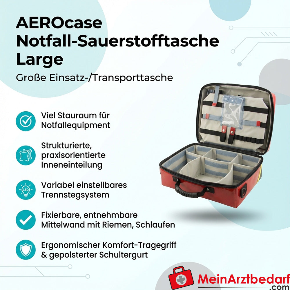AEROcase Notfall-Sauerstofftasche Large EMS mit Trennstegsystem und gepolstertem Schultergurt