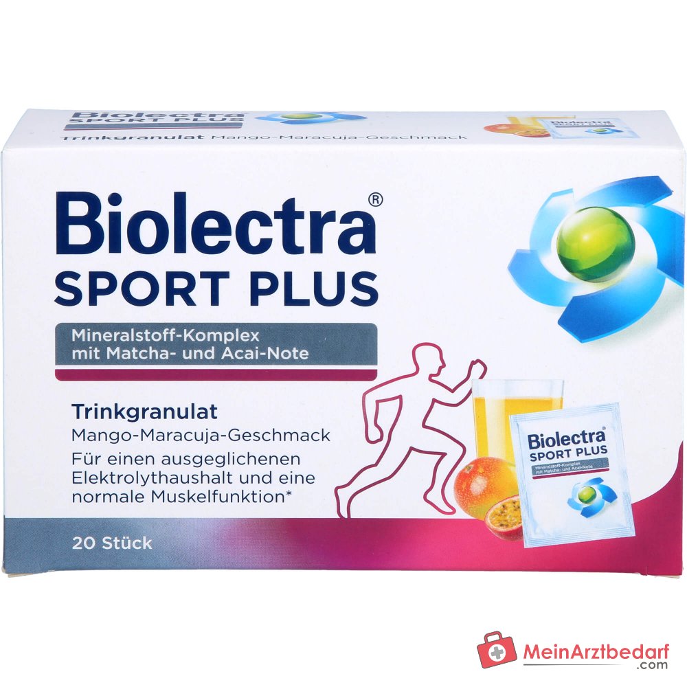 Biolectra Sport Plus Magnesium / Calcium / Kalium / Chlorid / Natrium Trinkgranulat, 20 Beutel.
