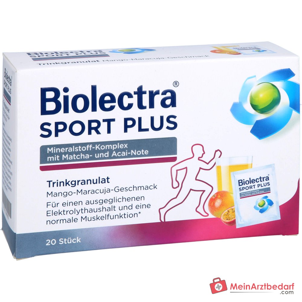 Biolectra Sport Plus Magnesium / Calcium / Kalium / Chlorid / Natrium Trinkgranulat, 20 Beutel.