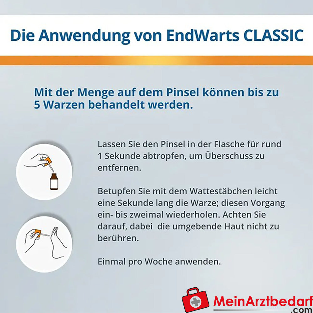 EndWarts CLASSIC: Lösung mit Ameisensäure gegen Warzen und Dornwarzen, 3ml.