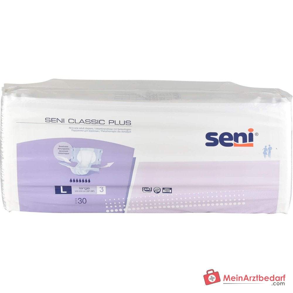 Seni Classic Plus L Culotte d'incontinence taille L pour incontinence moyenne Indicateur d'humidité Noyau absorbant respirant