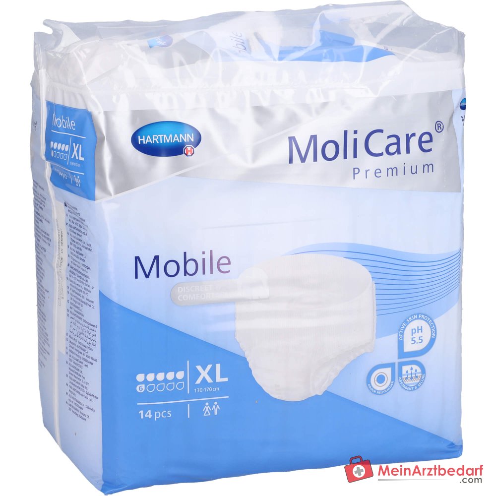 Hartmann MoliCare Premium Mobile 6 druppels wegwerpluiers maat XL, 56 stuks (4x14 stuks)