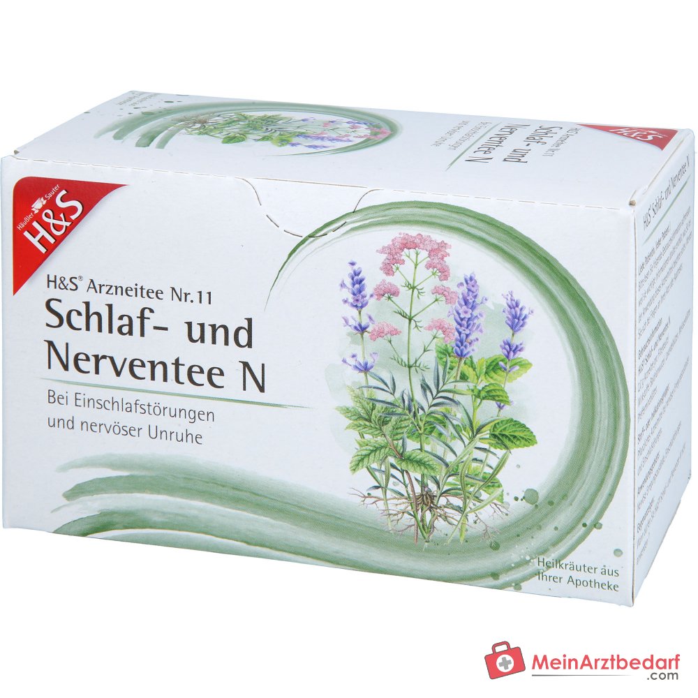 H&S Schlaf- und Nerventee Nr. 11 Baldrian, Lavendel, Melisse Teebeutel, 20 x 2 g