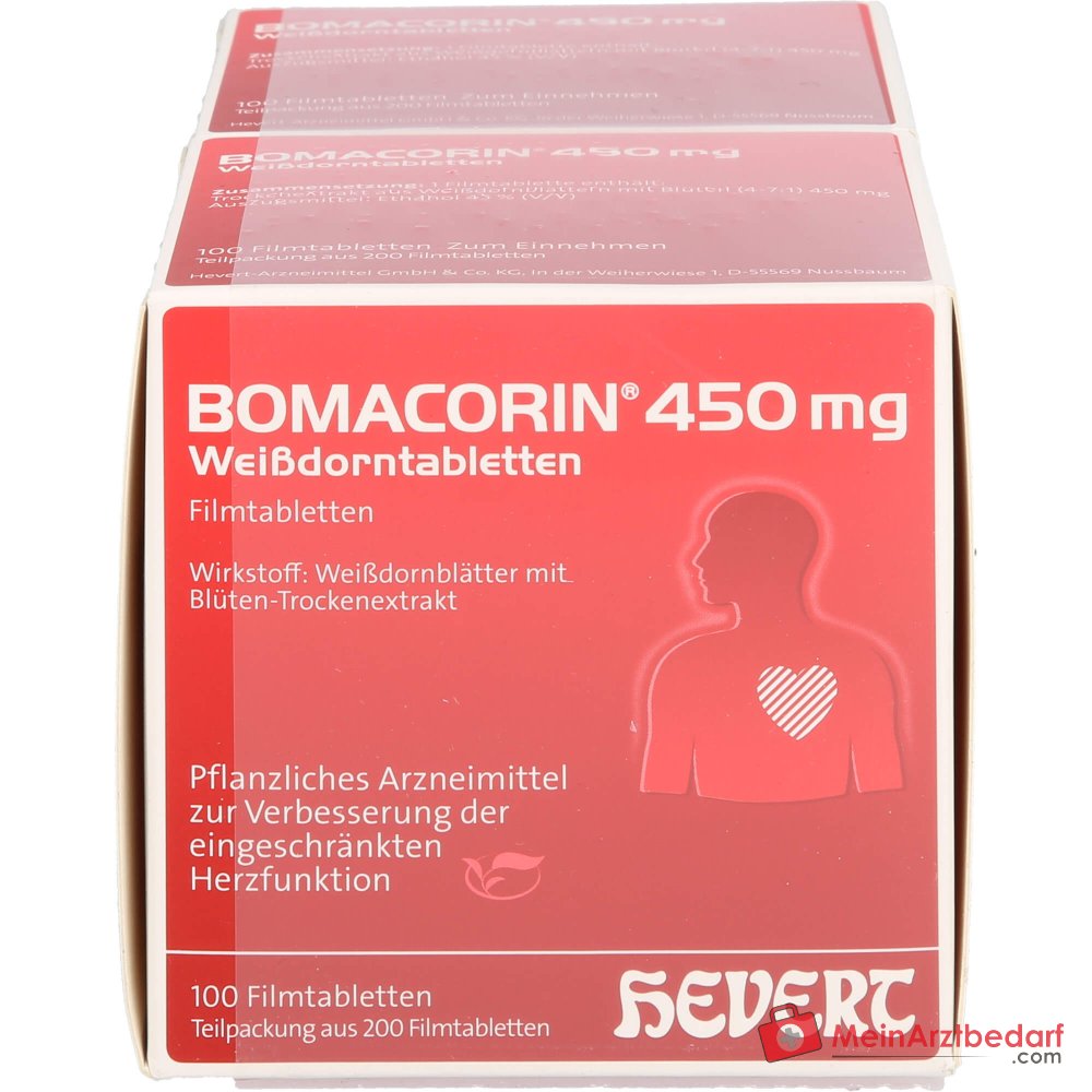 Hevert Bomacorin Hojas de Espino Blanco 450 mg, 200 comprimidos recubiertos