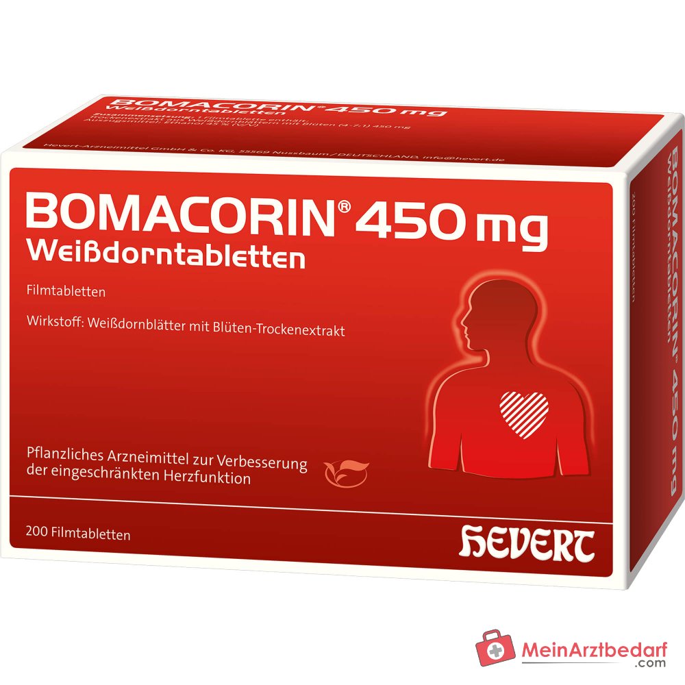 Hevert Bomacorin Weißdornblätter 450 mg, 200 Filmtabletten