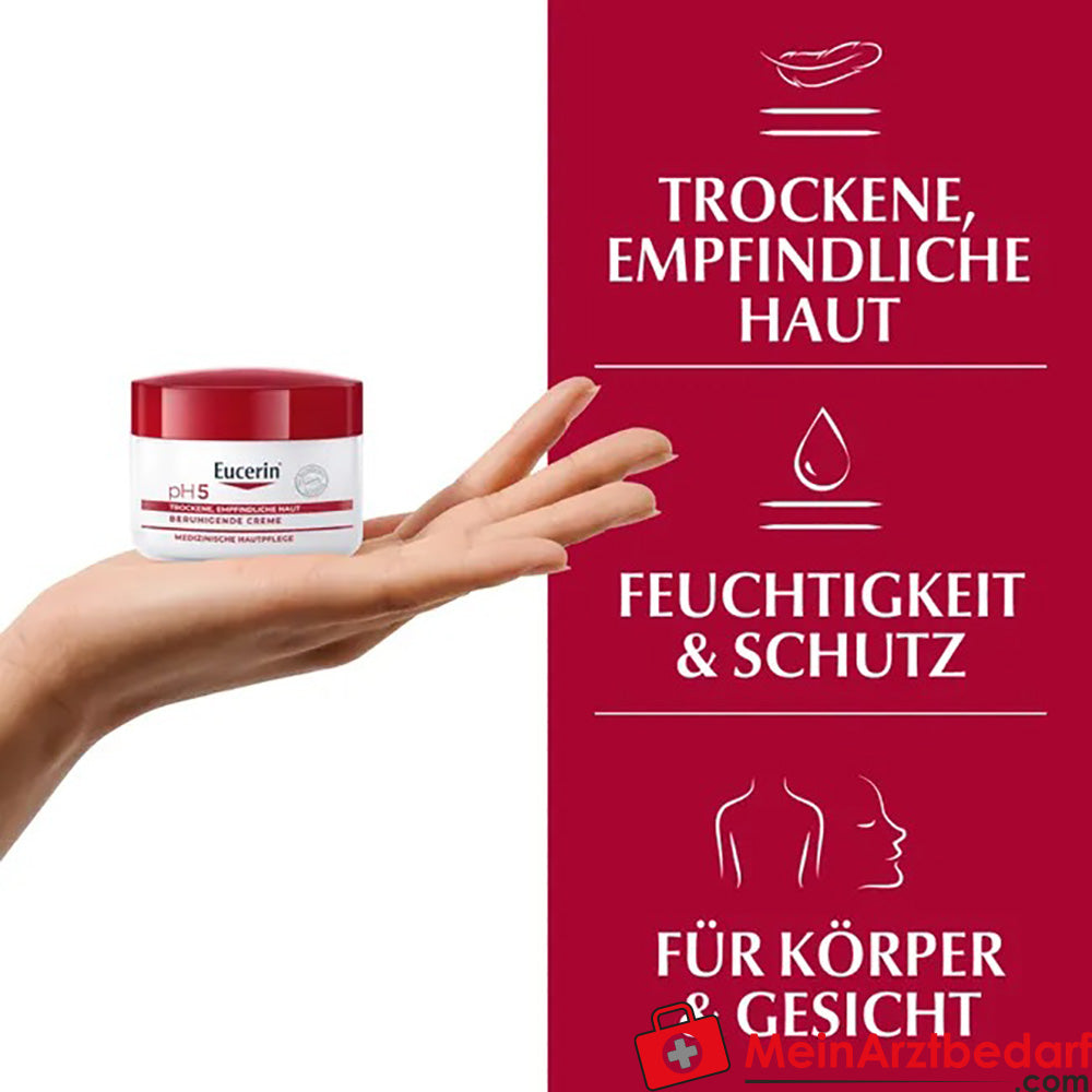 Eucerin® pH5 Creme – Beruhigende Hautpflege für strapazierte Haut, 75ml.