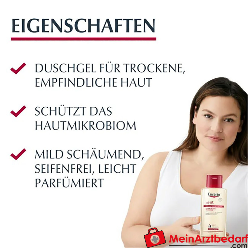 Eucerin® pH5 Duschgel|Seifenfreie Reinigung für trockene und strapazierte Haut, 200ml.