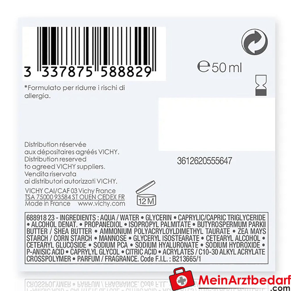 Vichy AQUALIA THERMAL - Feuchtigkeitspflege für normale bis trockene Haut, 50ml.