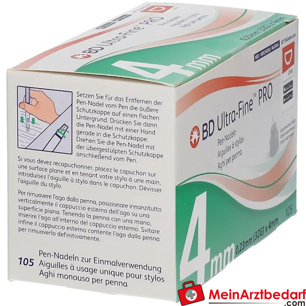 BD Ultra-Fine™ PRO 4 mm 32 G, 105 St..