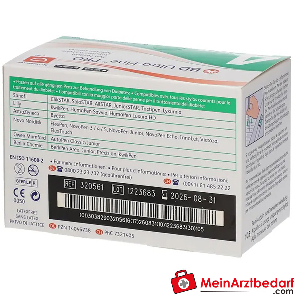 BD Ultra-Fine™ PRO 4 mm 32 G, 105 St..