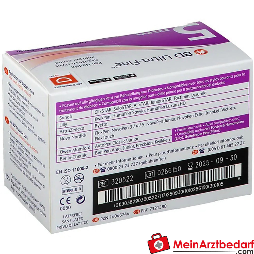 BD Ultra-Fine™ 5 mm 31G x 5 mm, 105 St..