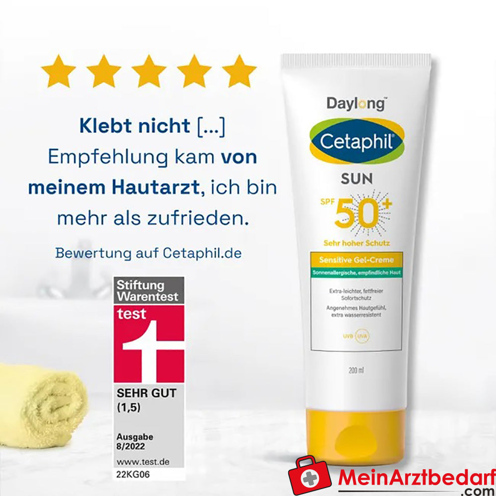 CETAPHIL SUN Sensitive Gel-Creme SPF 50+ Extra-leichter|fettfreier Sonnenschutz, 200ml.