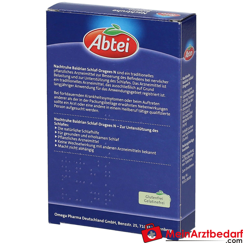 Abtei Nachtruhe Baldrian Schlaf-Dragees N.