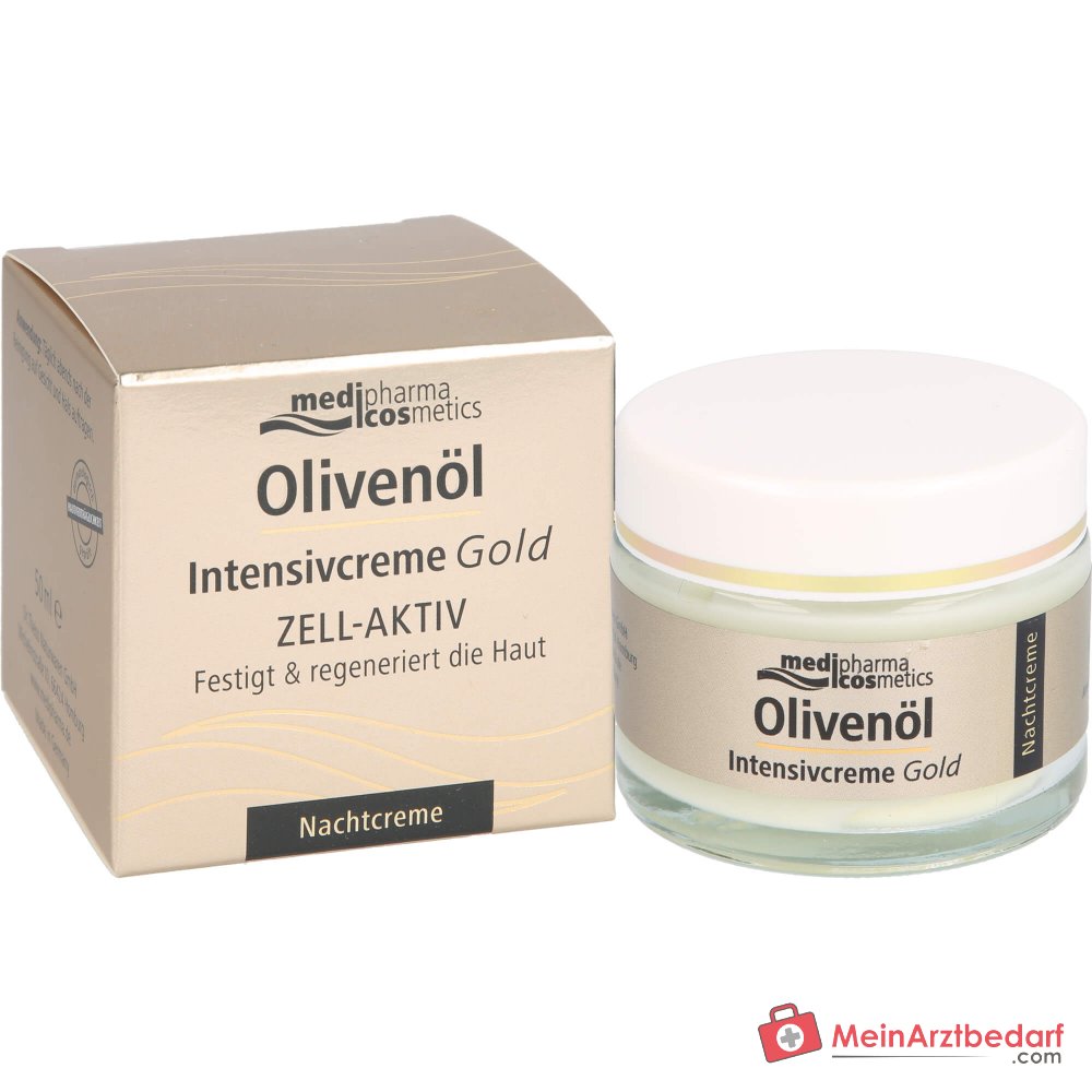 medipharma cosmetics Crema intensiva de aceite de oliva Gold con células activas Crema de noche, 50 ml