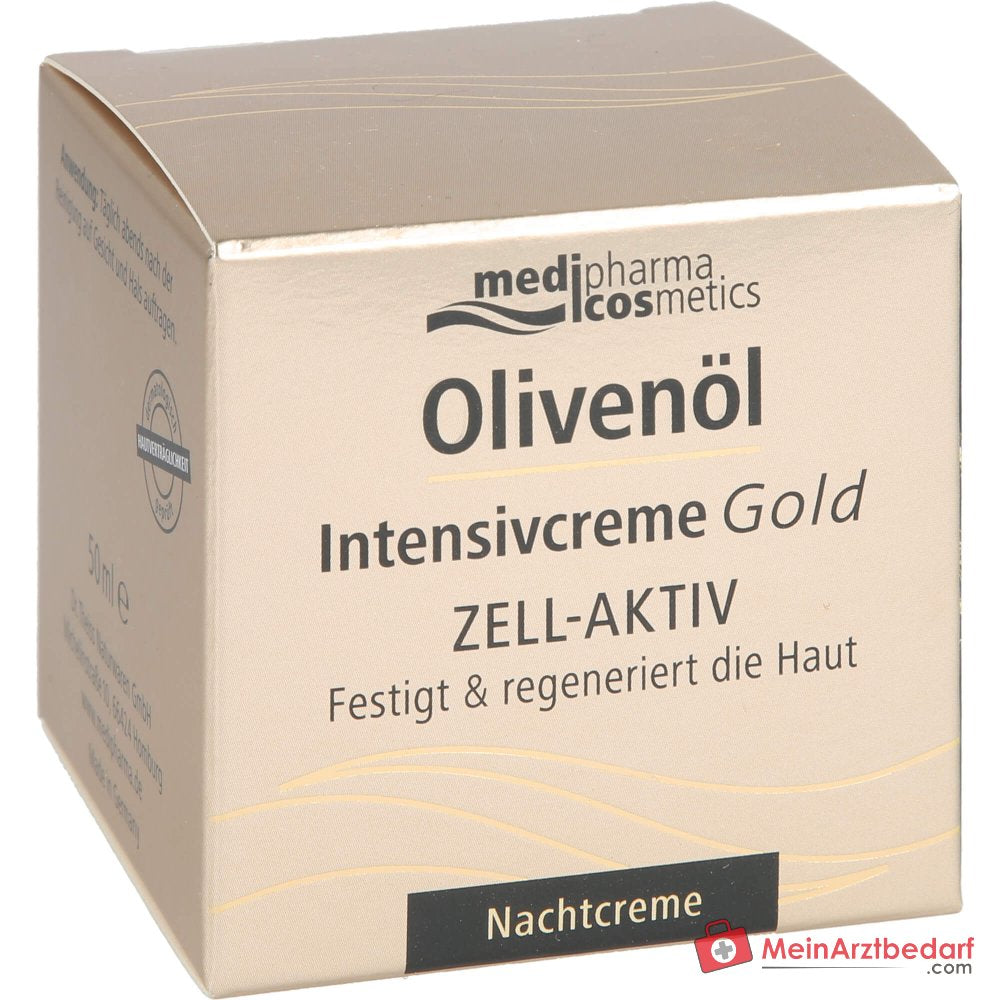 medipharma cosmetics Crema intensiva de aceite de oliva Gold con células activas Crema de noche, 50 ml