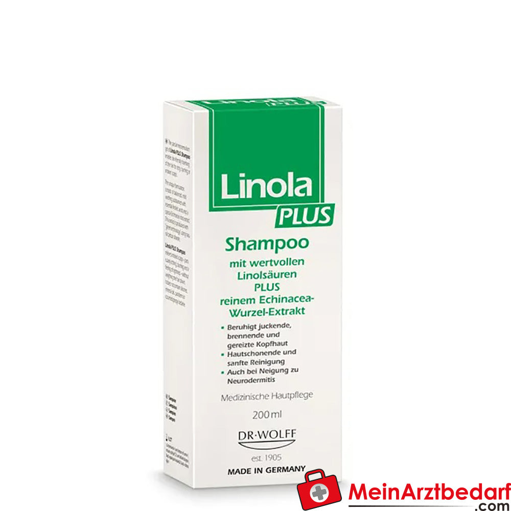 Linola PLUS Shampoo - Haarpflege für juckende, brennende oder gereizte Kopfhaut, 200ml.
