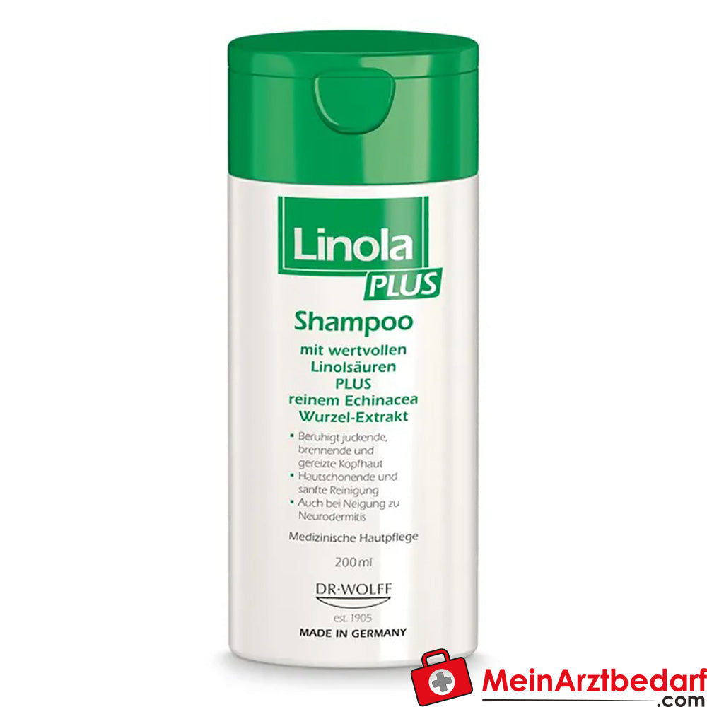 Linola PLUS Shampoo - Haarpflege für juckende, brennende oder gereizte Kopfhaut, 200ml.