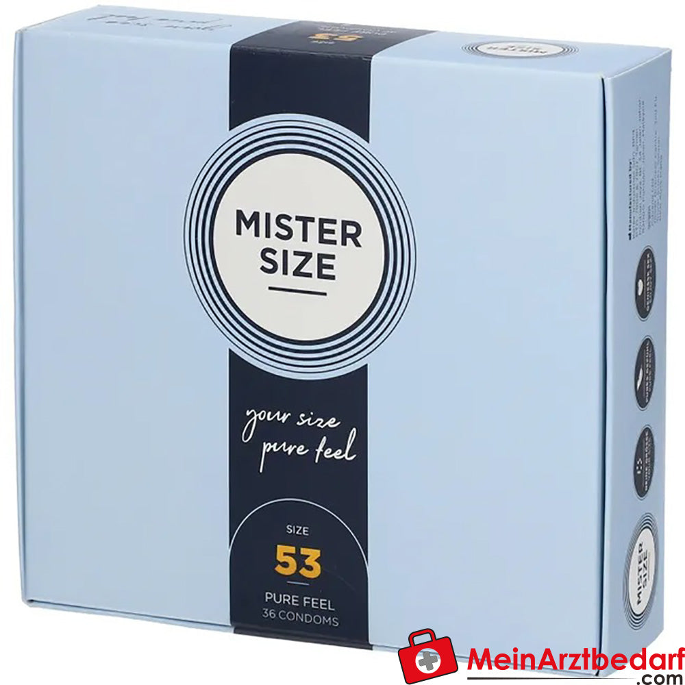 Mister Size 53 Préservatifs 53 mm x 185 mm, extra-minces 0,05 mm, 10 pièces