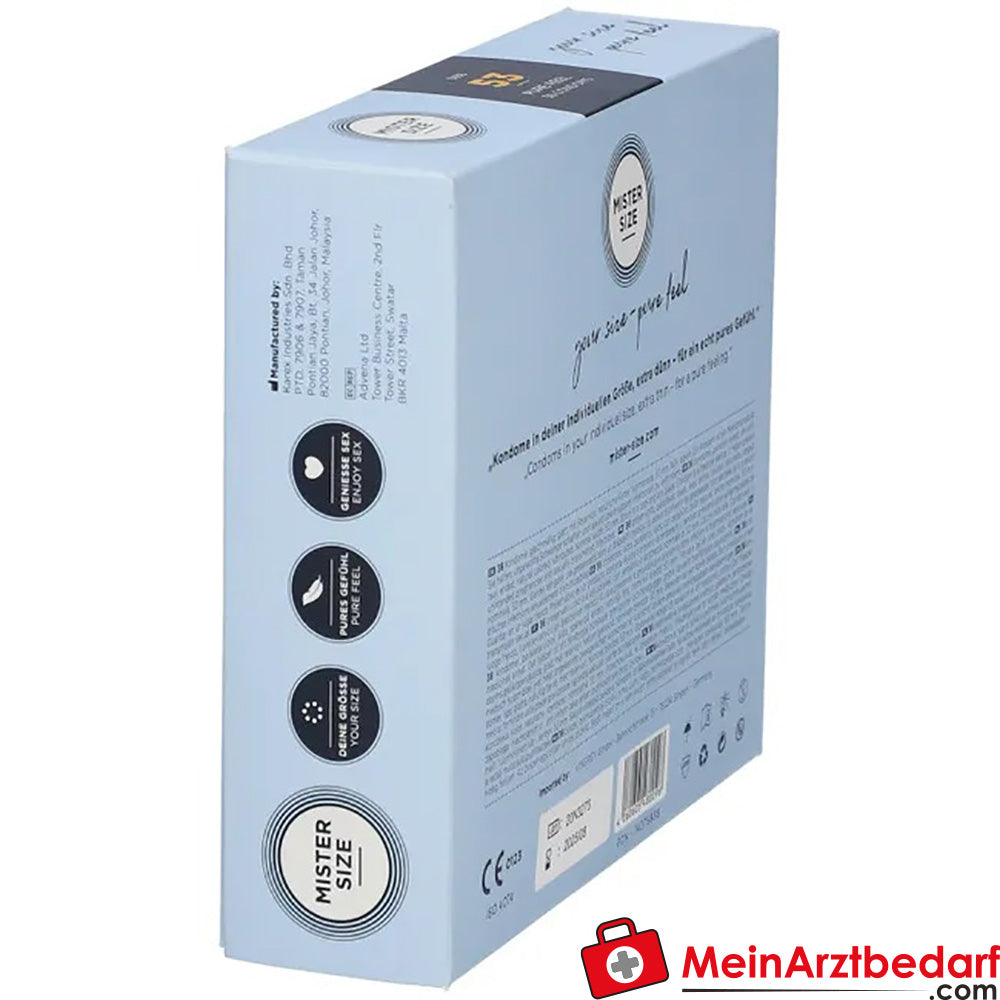 Mister Size 53 Préservatifs 53 mm x 185 mm, extra-minces 0,05 mm, 10 pièces