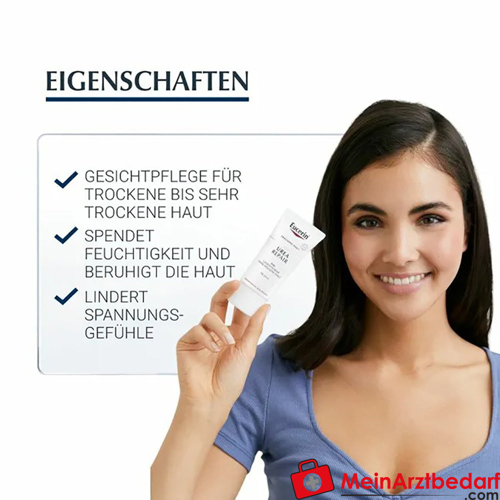 Eucerin® Urea Repair Tag Gesichtscreme 5% – Feuchtigkeitspflege bei trockener Haut, 50ml.