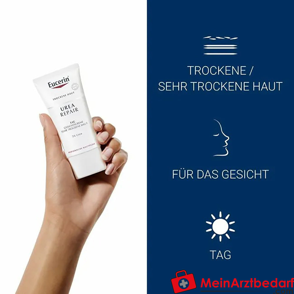 Eucerin® Urea Repair Tag Gesichtscreme 5% – Feuchtigkeitspflege bei trockener Haut, 50ml.